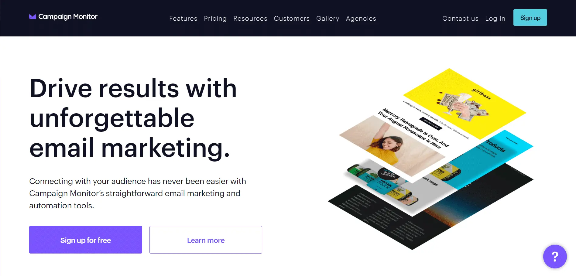 Screenshot of campaign monitor website
