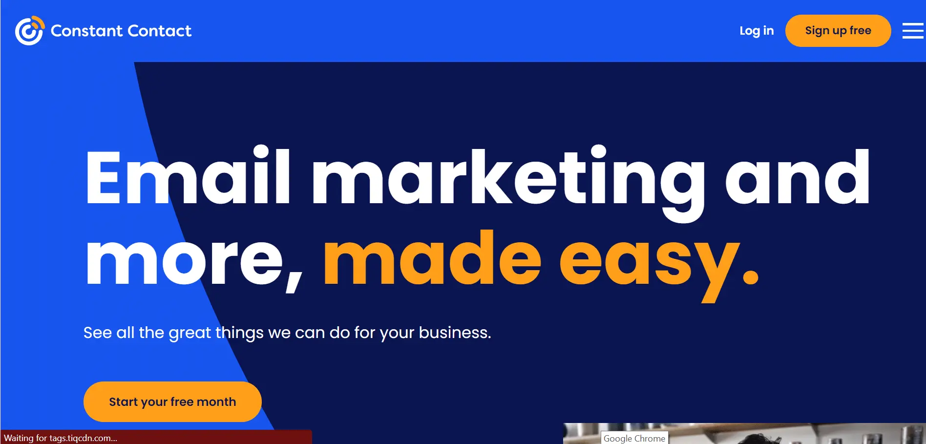 This is the homepage of Constant Contact website. It is one of the most affordable email marketing tools in the world