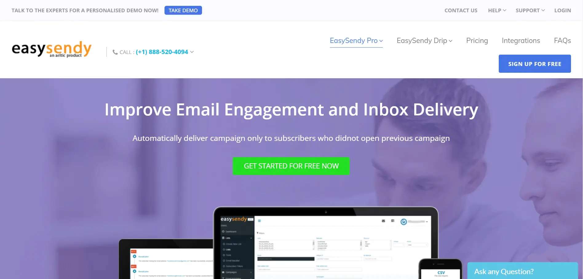 This is the homepage of Easysendy website. It offers competitive pricing for email delivery services