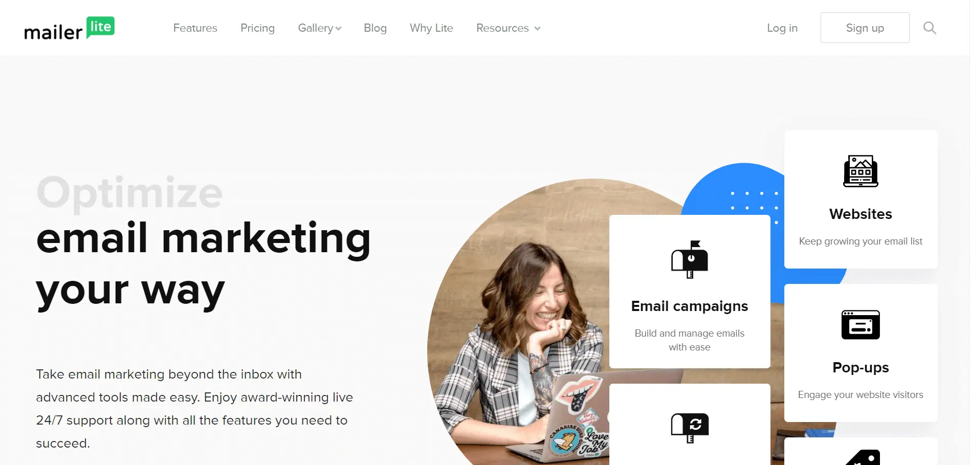 This is the screenshot of the Mailerlite website. It is a mail sending platform