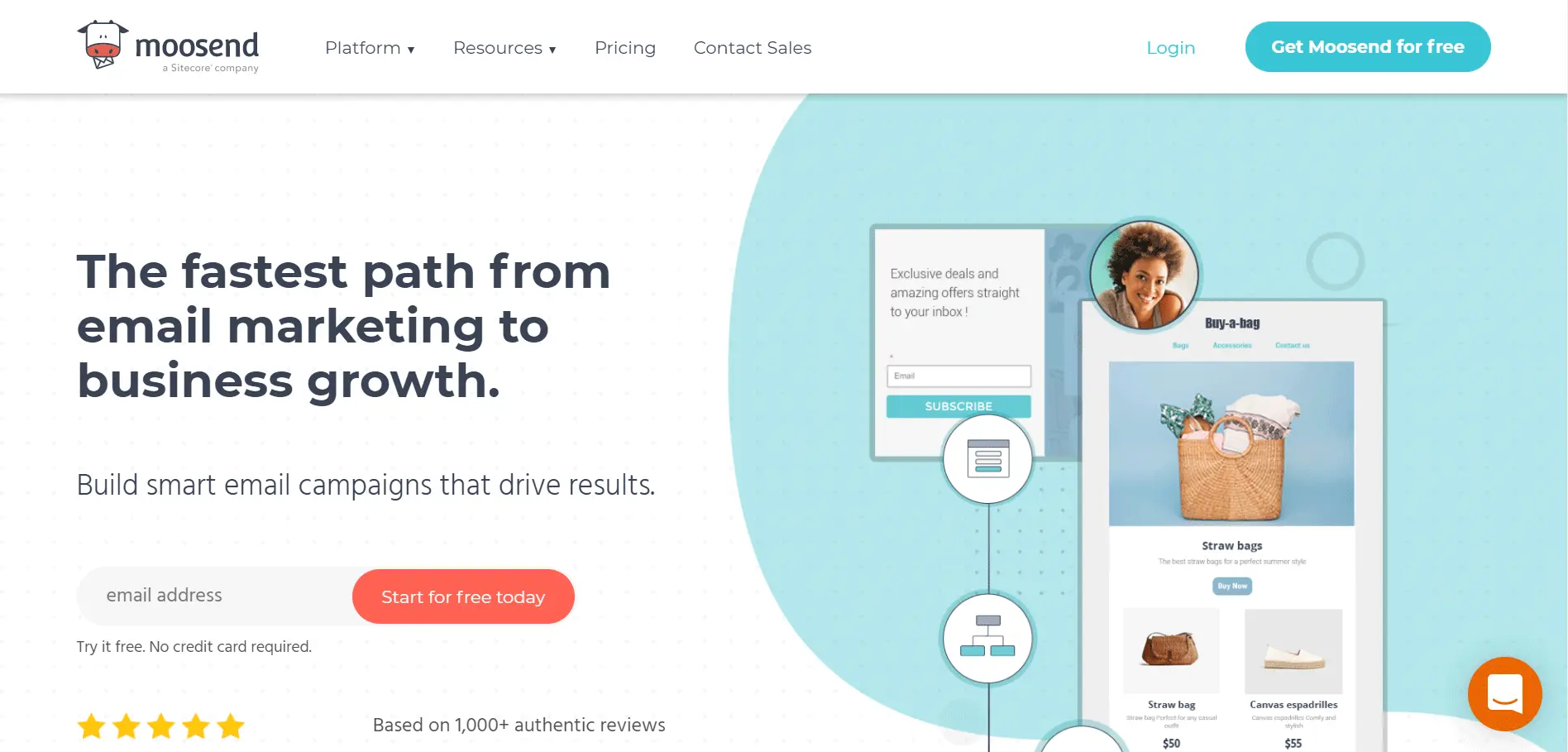 This is the screenshot of Moosend's homepage. It is one of the finest email marketing tools.