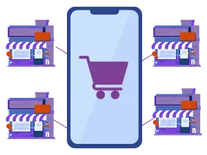 Multi Vendor This is the icon used to represent the multi-vendor business model for your food delivery business