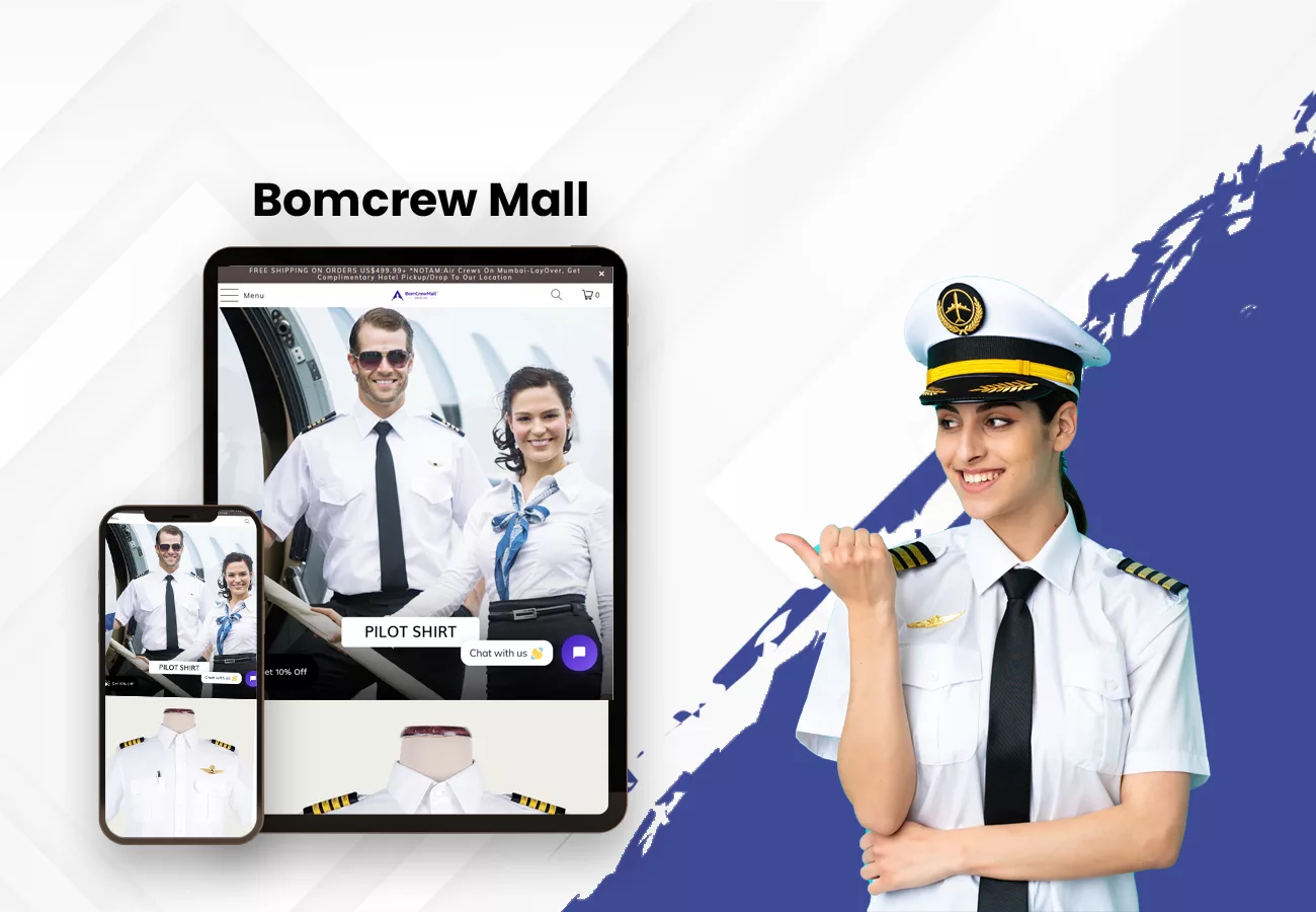 Bomcrewmall, a website developed by Eiosys's case study's feature image