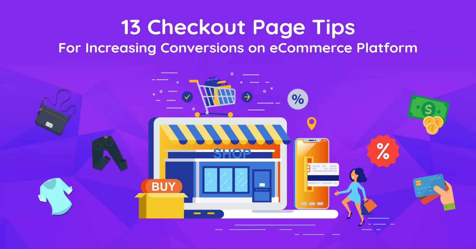 web banner for our blog on 12 checkout page tips for increasing conversions on the Ecommerce platform