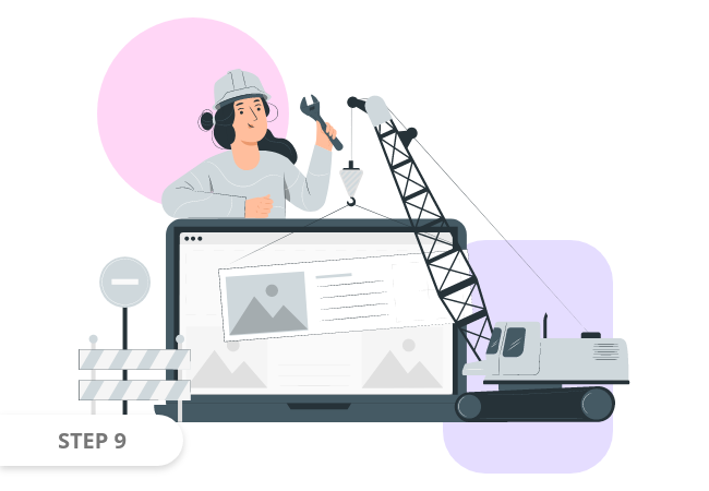 Maintenance illustration used on software development process page as step number nine