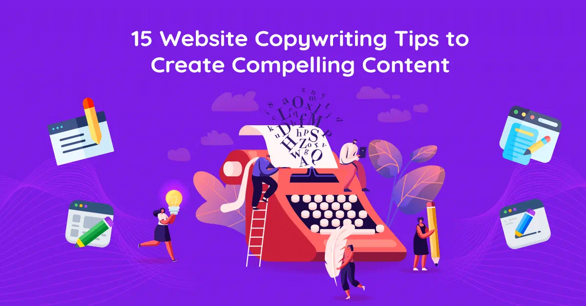 Web banner for our blog on 15 website copywriting tips to create compelling content