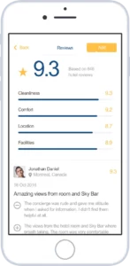 Review screen for the hotel booking app