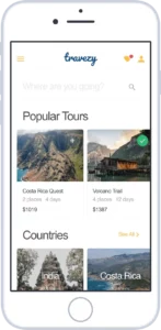 Travezy travel and hotel booking apps search screen