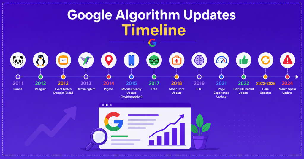AI generated image showing Google updates timeline