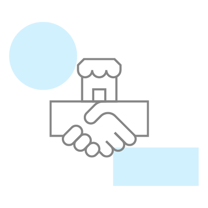 Business handshake in front of a retail store representing partnership, trading, and retail commerce operations